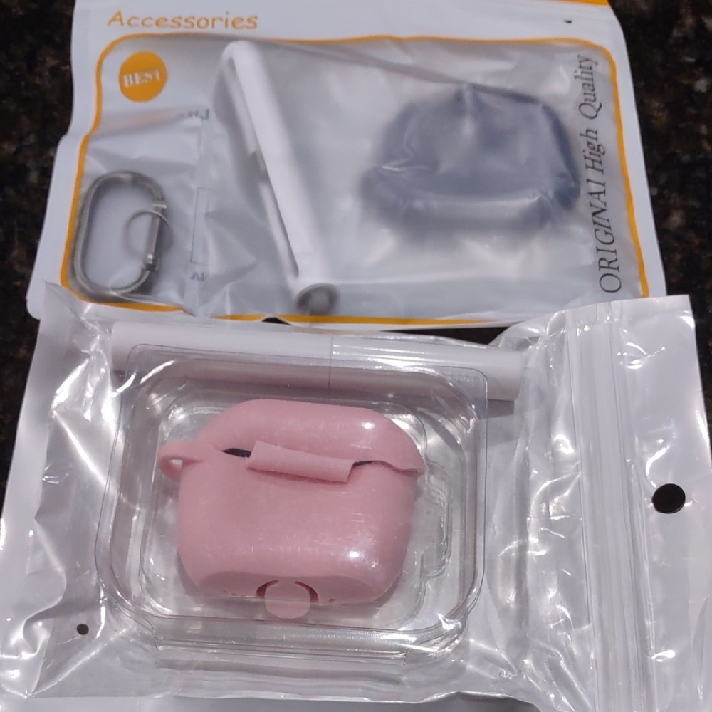 Pink  & Black Protective Case for Wireless Earbuds